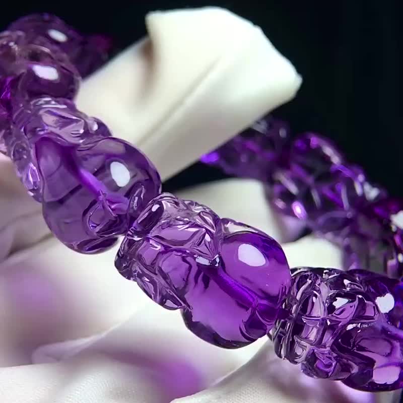 紫水晶貔貅手链 极品天然紫水晶大屁股貔貅手链车饰档位把 - 吊饰 - 玉石 