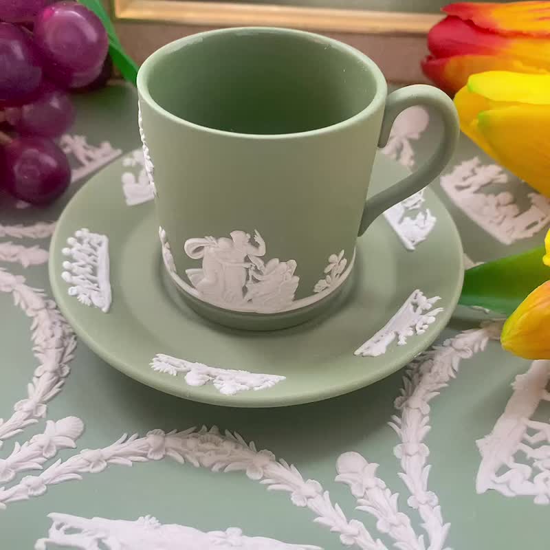 1950年 Wedgwood Jasper 英国制绿色浮雕咖啡杯 古董杯 库存品 - 茶具/茶杯 - 瓷 绿色