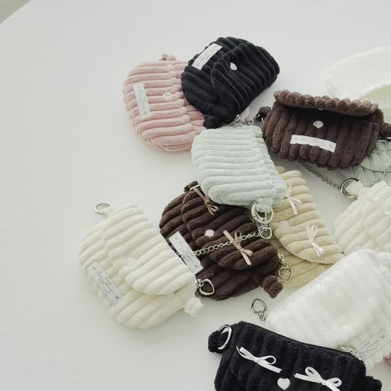 温暖灯芯绒 基本款 _ 巧克力棕 - 皮夹/钱包 - 棉．麻 咖啡色