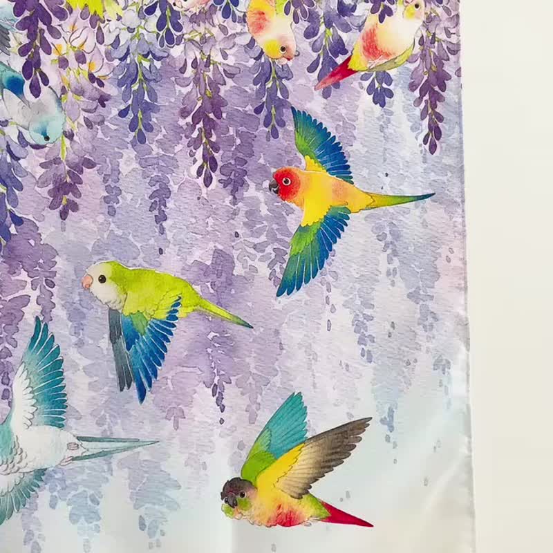 Rolia's 手作 紫藤花/鹦鹉/鸟 浅紫 挂布 居家装饰 - 海报/装饰画/版画 - 聚酯纤维 