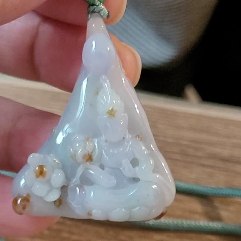 【纯翠】天然翡翠 紫气东来 我本无相相由心生花开见佛无相观音 - 项链 - 玉石 紫色