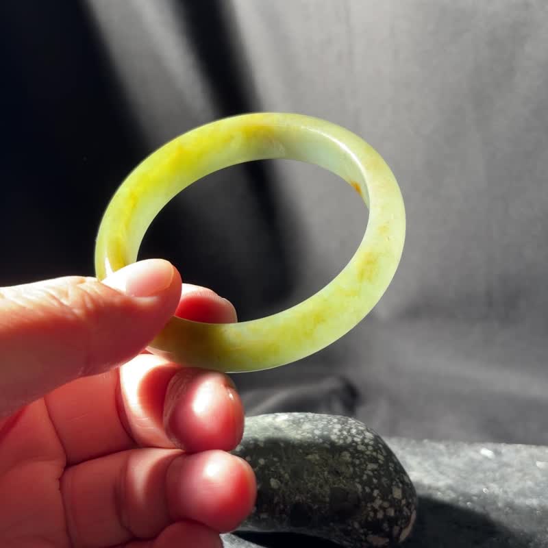 秋色 | 半黄半青秋香镯 #18.5 - 手链/手环 - 玉石 金色