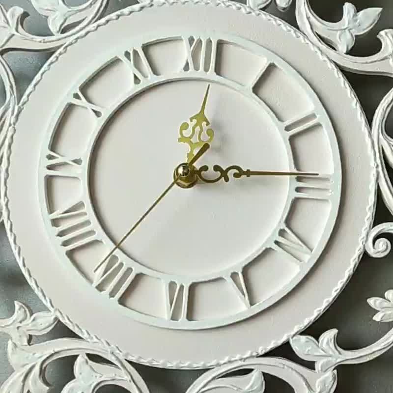 挂钟 复古风格白色装饰粉红色小挂钟 静音挂钟 - 时钟/闹钟 - 木头 粉红色