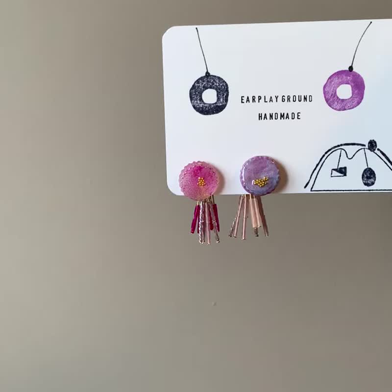 绚烂花火 -迷你可爱版 - 耳环/耳夹 - 树脂 多色