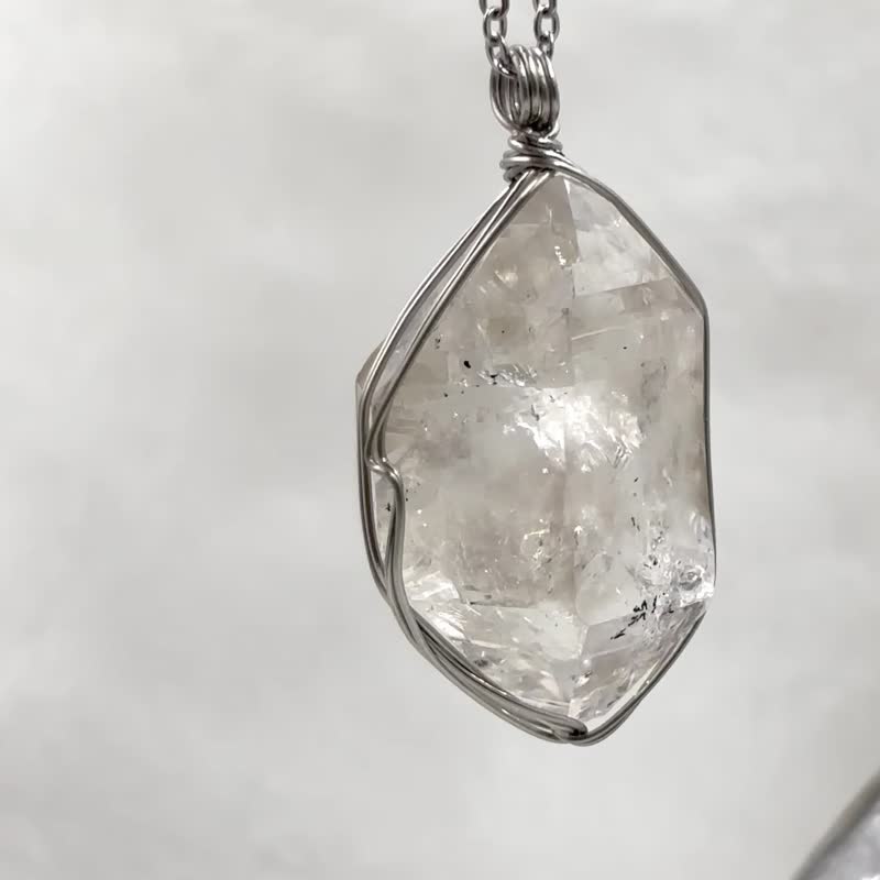 天然闪灵钻原石颈链 Natural Herkimer - 颈链 - 水晶 白色