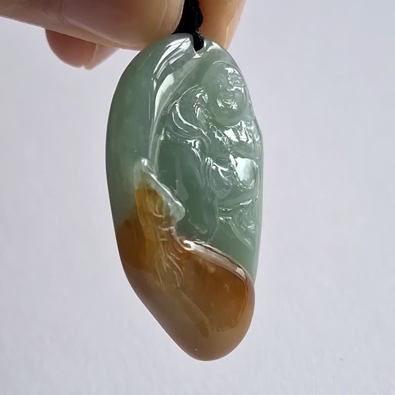 布袋佛吊坠 | 天然缅甸翡翠玉器 - 项链 - 玉石 