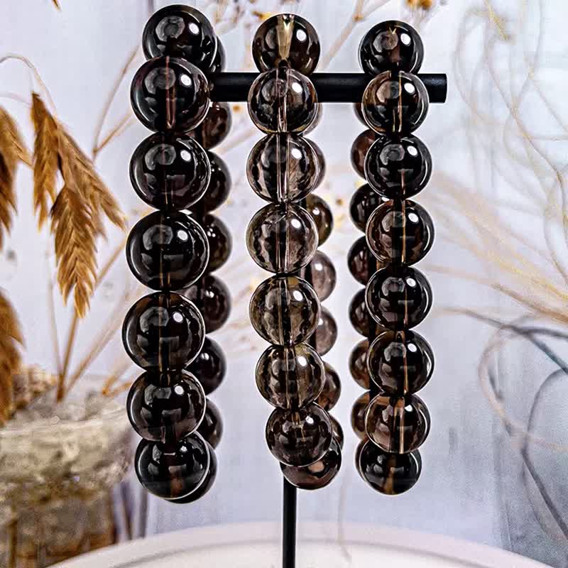 【净透体大咪 茶晶 墨晶】天然水晶手链手串 / 一物一拍 - 手链/手环 - 水晶 咖啡色