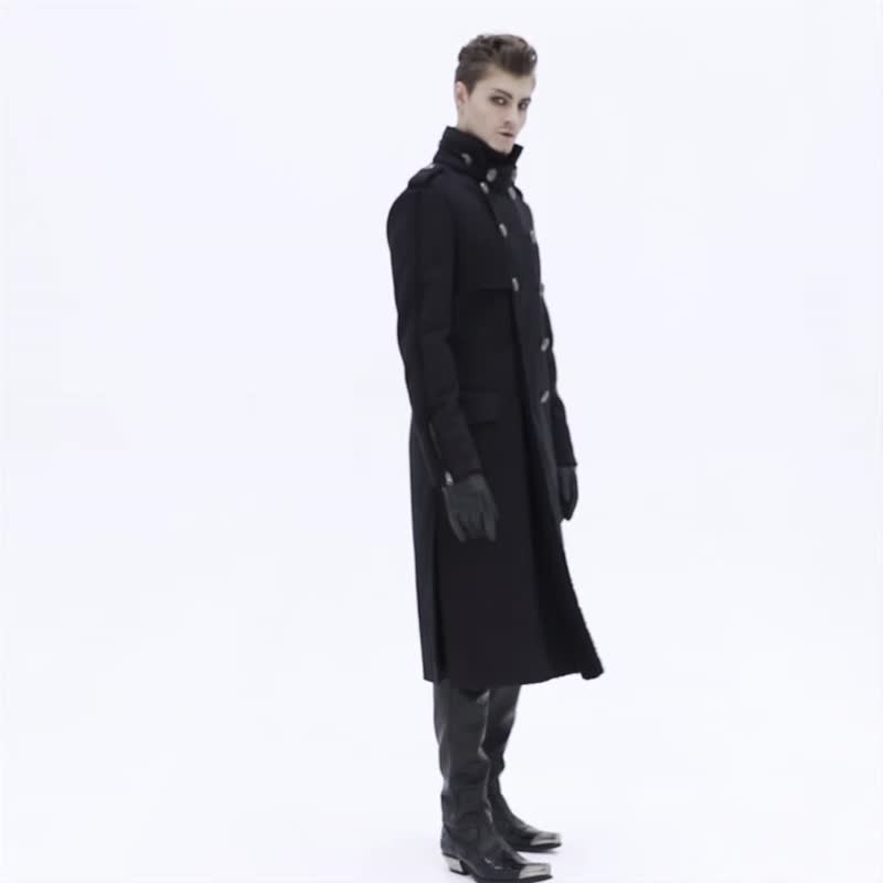 哥德秘教骑士军装外套 / 毛绒保暖 - 男装外套 - 其他材质 黑色