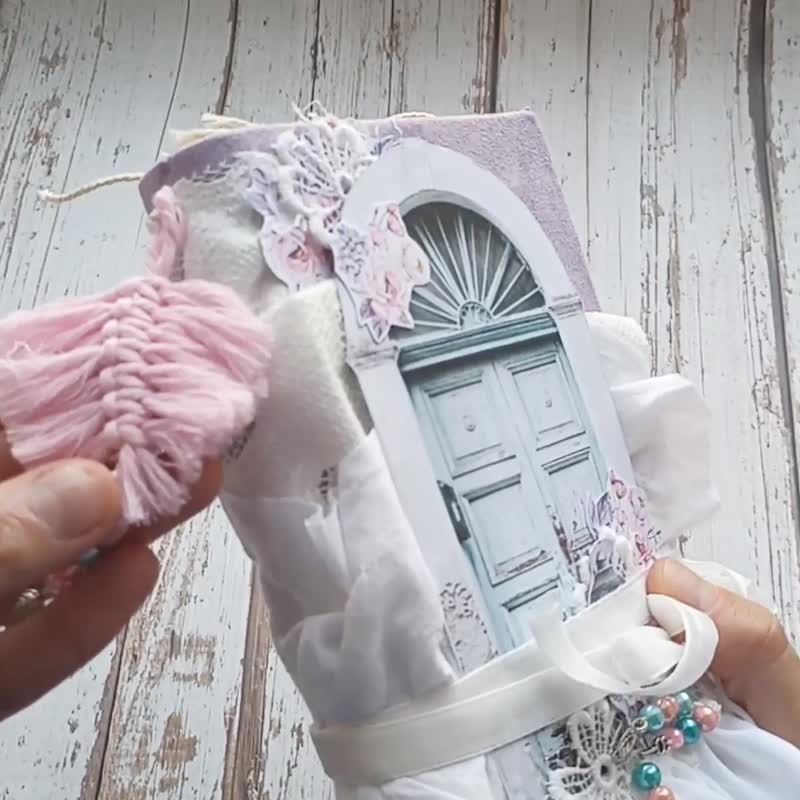 Wedding junk journal for sale Romantic notebook handmade Lace dairy completed - 笔记本/手帐 - 纸 紫色