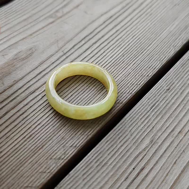 【亲翠】JA-00199 复古冰雪梨茶黄满色 14 号戒圈・金秋暖光款 - 戒指 - 玉石 黄色
