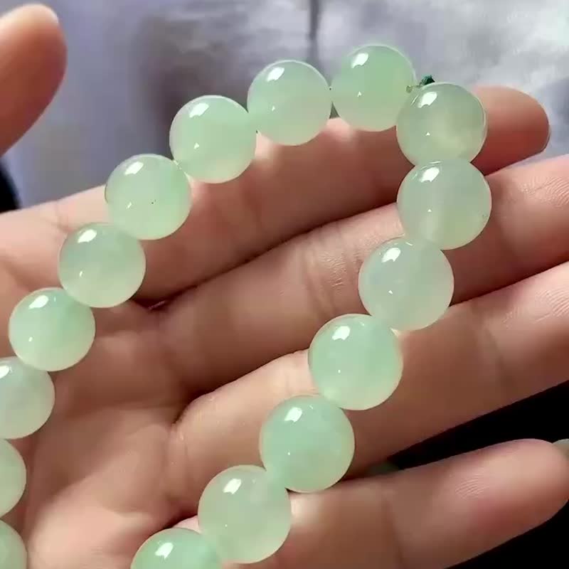 冰种翡翠天然翡翠 A玉 玉珠 玉链手链 • 冰种晴水翡翠手串 - 手链/手环 - 玉石 绿色