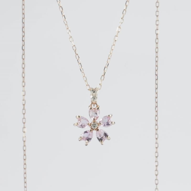 K10 玫瑰金 粉红蓝宝石/钻石 项链 圣诞礼物 圣诞礼物 - 项链 - 宝石 粉红色