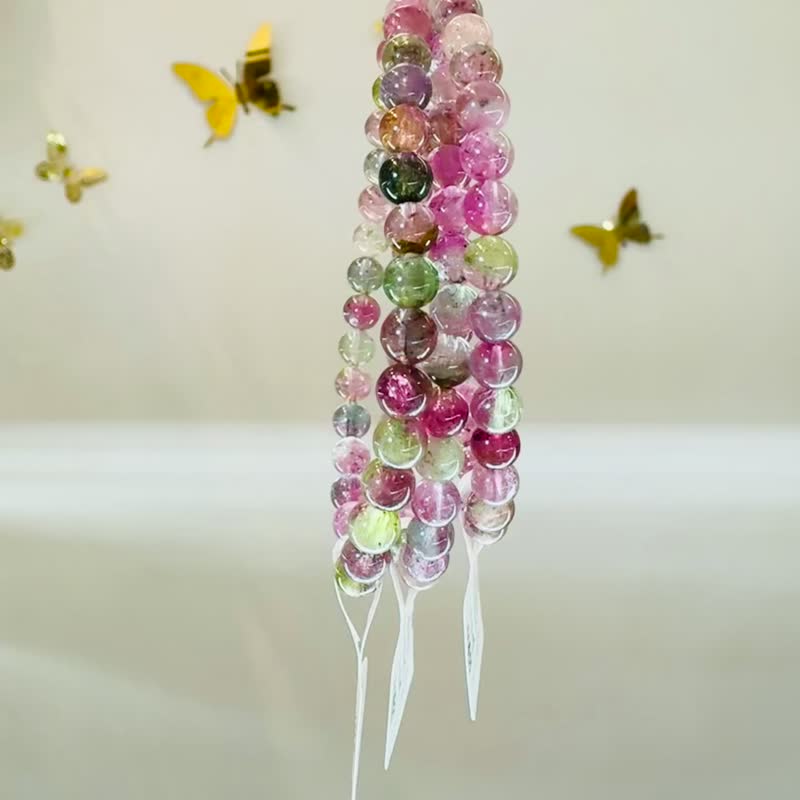 小精品天然西瓜碧玺水晶5.5mm高频磁场旺夫石双色碧玺 - 手链/手环 - 水晶 多色