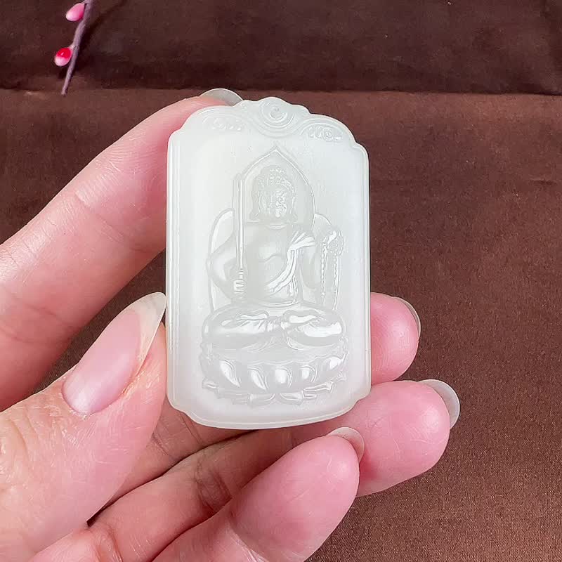 天然新疆和田玉羊脂玉不动明王吊坠生肖鸡的守护神本命佛玉质细腻 - 吊饰 - 玉石 