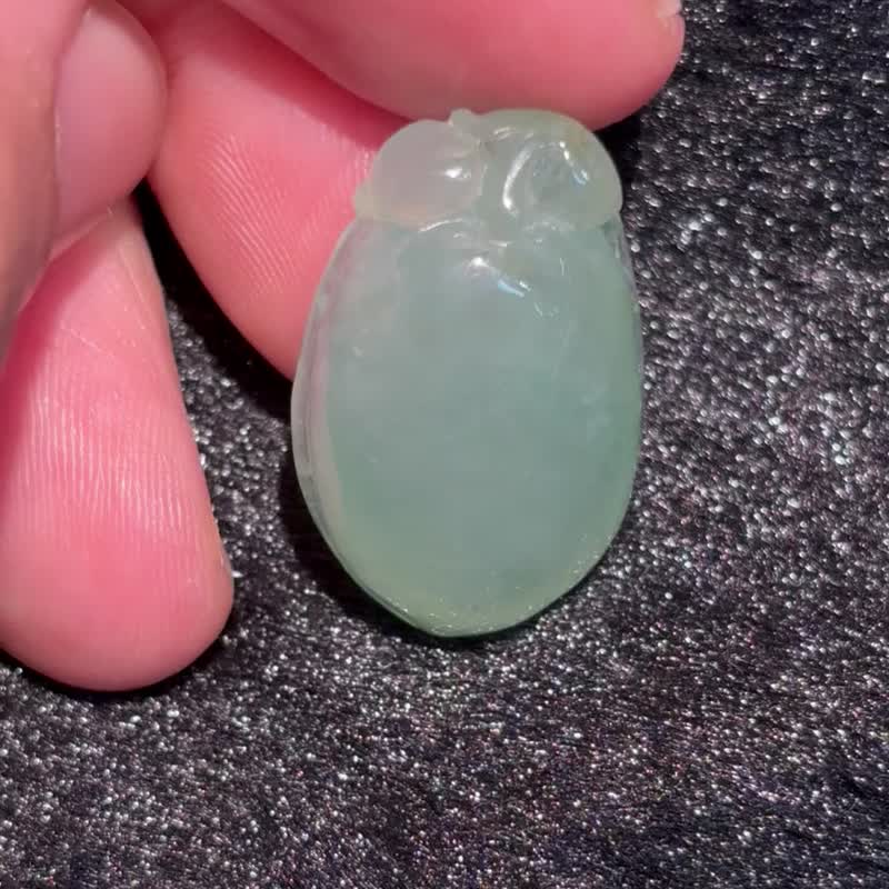 天然缅甸翡翠福寿双全桃 - 项链 - 玉石 绿色