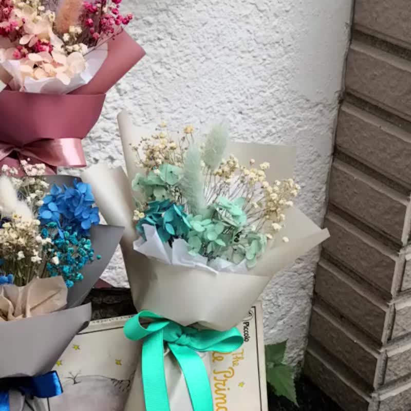 多色水晶花兔尾草绣球可爱小花束 毕业花束 生日花束 送礼 礼物 - 干燥花/捧花 - 植物．花 多色