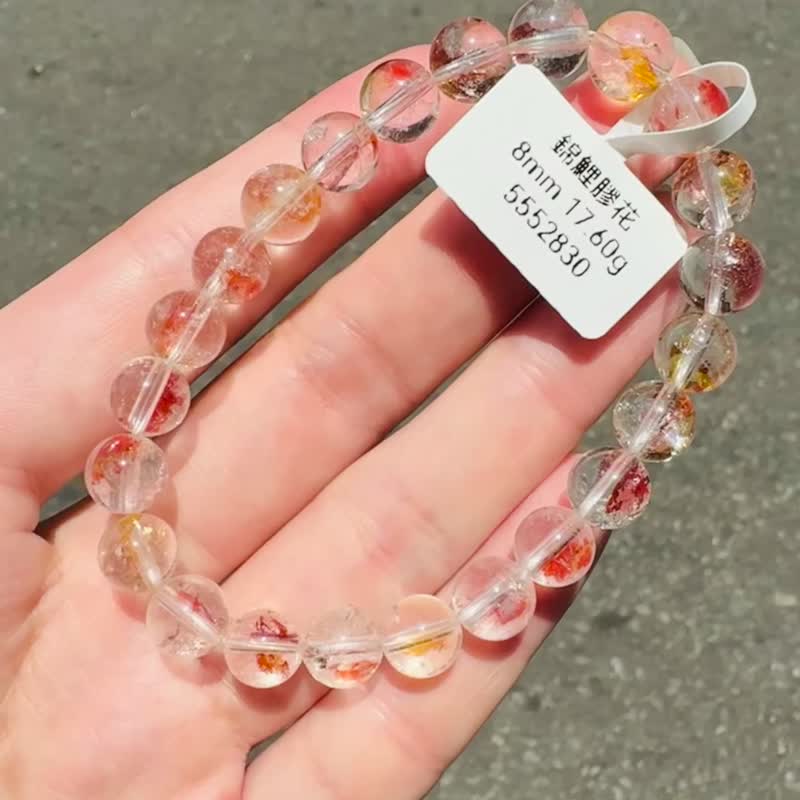 精品锦鲤红胶花水晶8mm17.60g富贵吉祥镇宅辟邪挡煞净化催桃花 - 手链/手环 - 水晶 多色