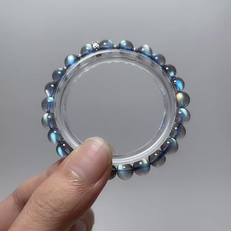 顶级 拉长石 7 mm 925纯银 手链 - 手链/手环 - 宝石 透明