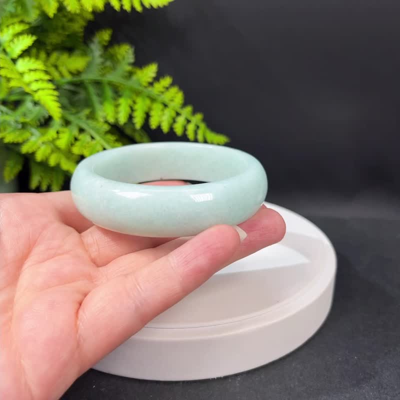 玉化浅色天河石手镯58MM 老矿星光猫眼亚马逊石手环 优雅静谧财运 - 手链/手环 - 半宝石 绿色