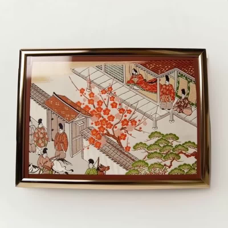 独一无二 真丝和服袋带艺术挂画, 日本手工纺织装饰面板 - 海报/装饰画/版画 - 丝．绢 咖啡色