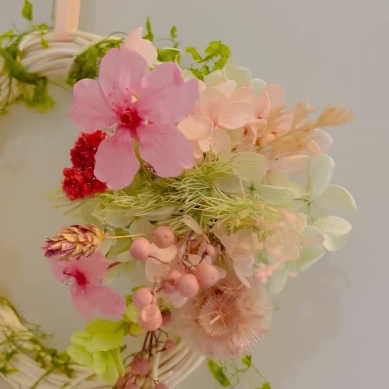 Spring's garden - 永生花圈/母亲节花礼/新居花礼 - 干燥花/捧花 - 植物．花 粉红色