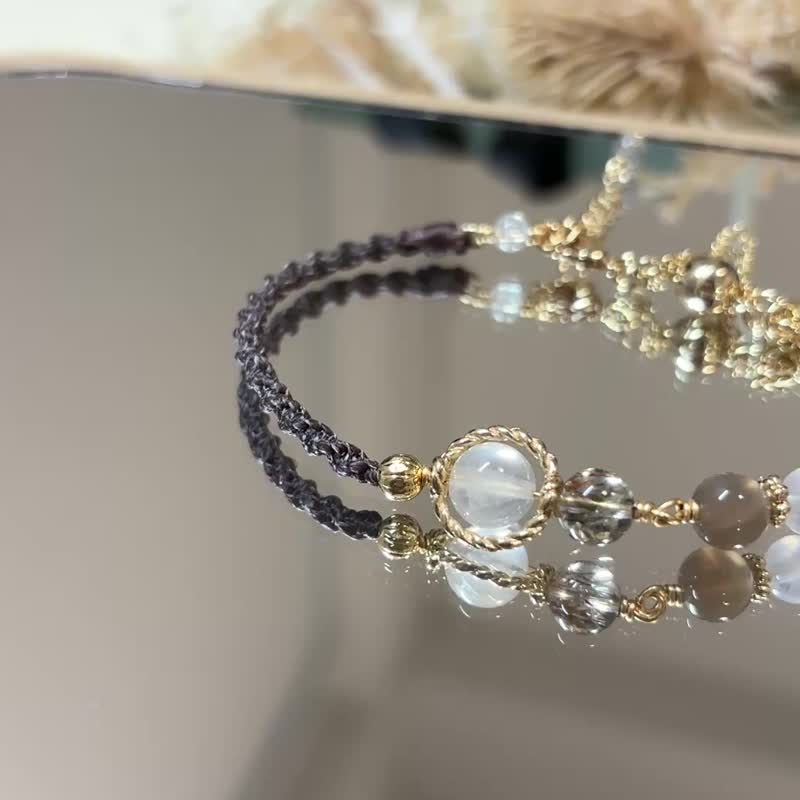 月光石*黑金超七*黑金骨干_时间的沙漏 - 手链/手环 - 水晶 卡其色
