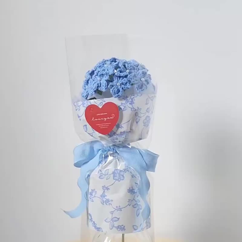 【节日花束】针织绣球花花束 情人节 七夕花束 - 干燥花/捧花 - 棉．麻 蓝色