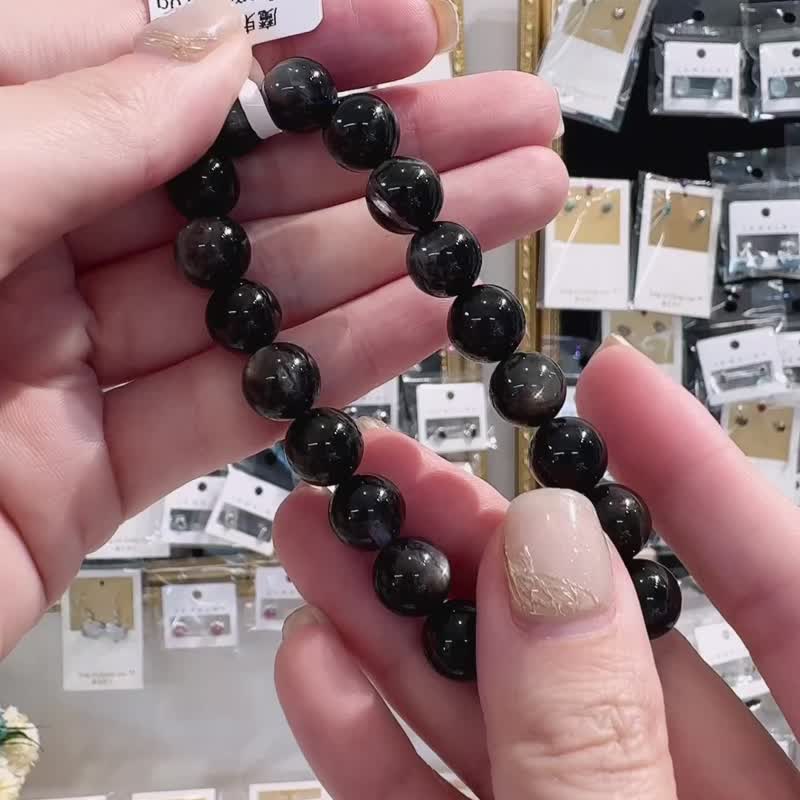 星空魔鬼海蓝宝10mm29.90g高光金属光泽冥想水晶首选释放压力 - 手链/手环 - 水晶 蓝色