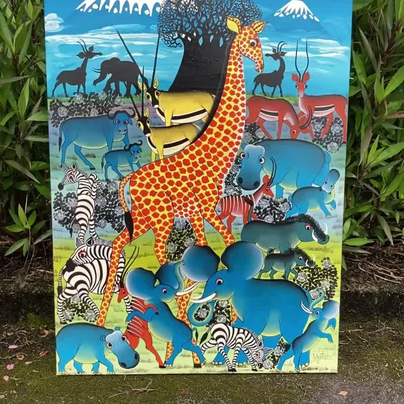 【V216-动物草原】坦桑尼亚手绘无框画,挂画 - 海报/装饰画/版画 - 其他材质 