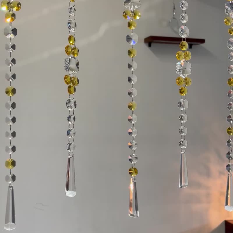 花开富贵 吉祥如意 手工水晶珠帘 台湾设计生产 水晶珠帘 风水 - 门帘/门牌 - 水晶 黄色