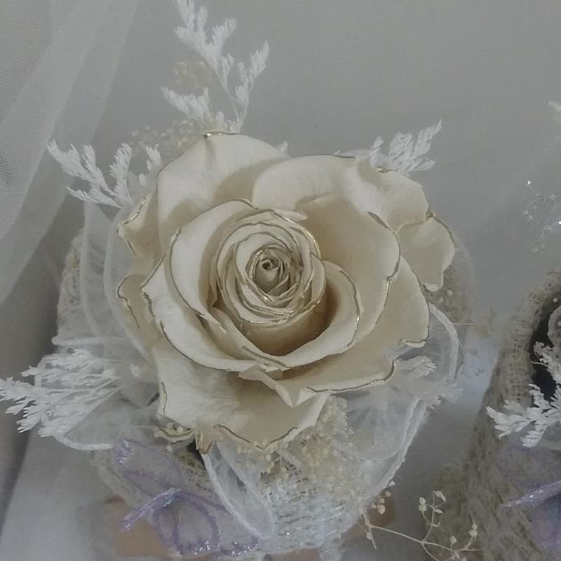 小香风永生玫瑰花束 结婚捧花永生干燥花情人节毕业谢师礼物生日 - 干燥花/捧花 - 植物．花 金色