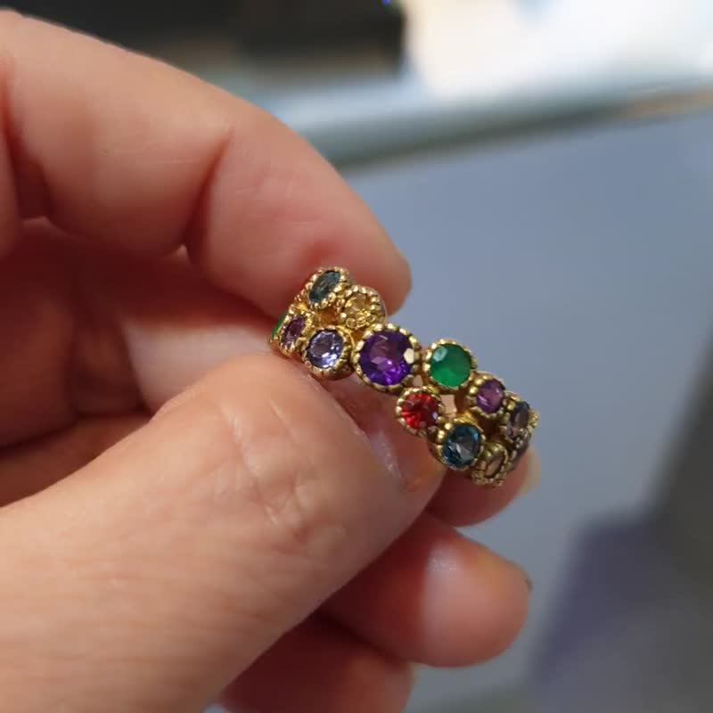 Unique Art and Craft natural gemstone ring for her, 925 silver, Jewelry Thailand - 戒指 - 其他金属 