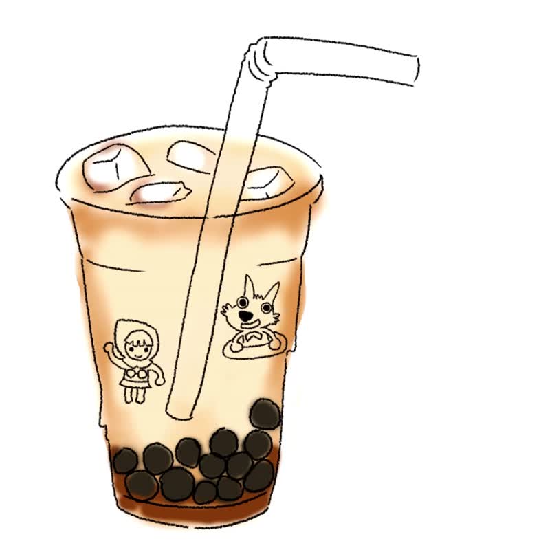 独家设计珍珠奶茶 印花布 纯棉 防泼水零钱包 长夹 女鞋 - 零钱包 - 棉．麻 卡其色