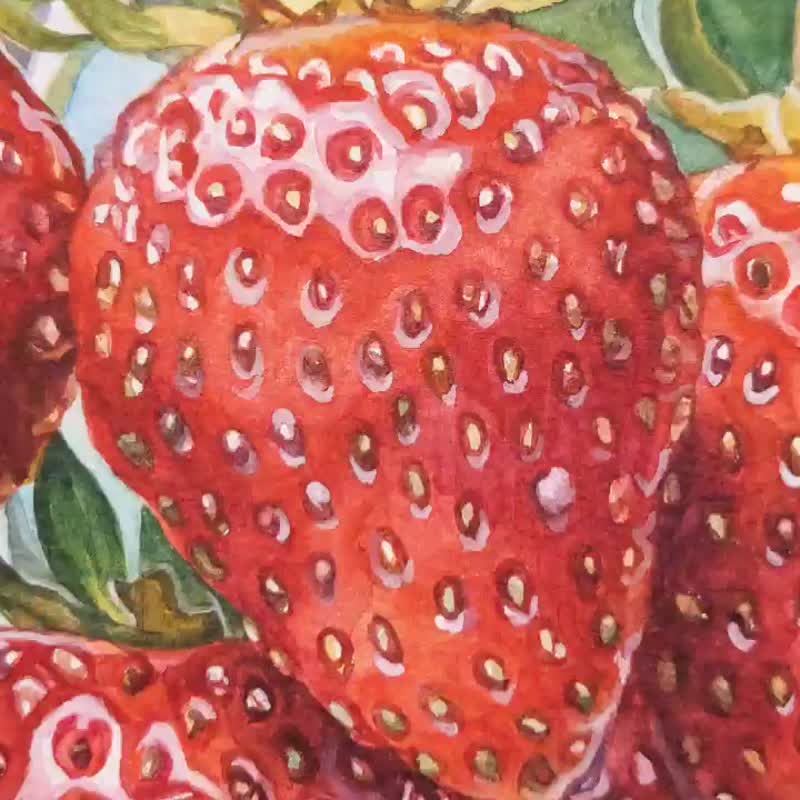 草莓画原创水彩水果浆果绘画食品厨房艺术 - 墙贴/壁贴 - 纸 多色