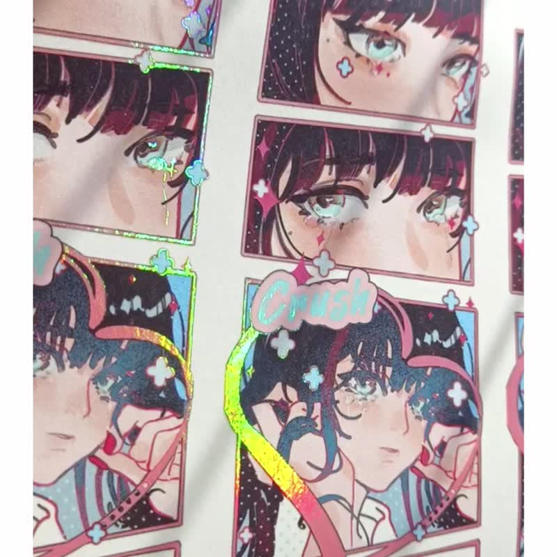 星砂 少女の瞳 ゆらぐ 気持ち 漫画風 PET 和紙膠帶 貝殼光 - 纸胶带 - 其他材质 多色