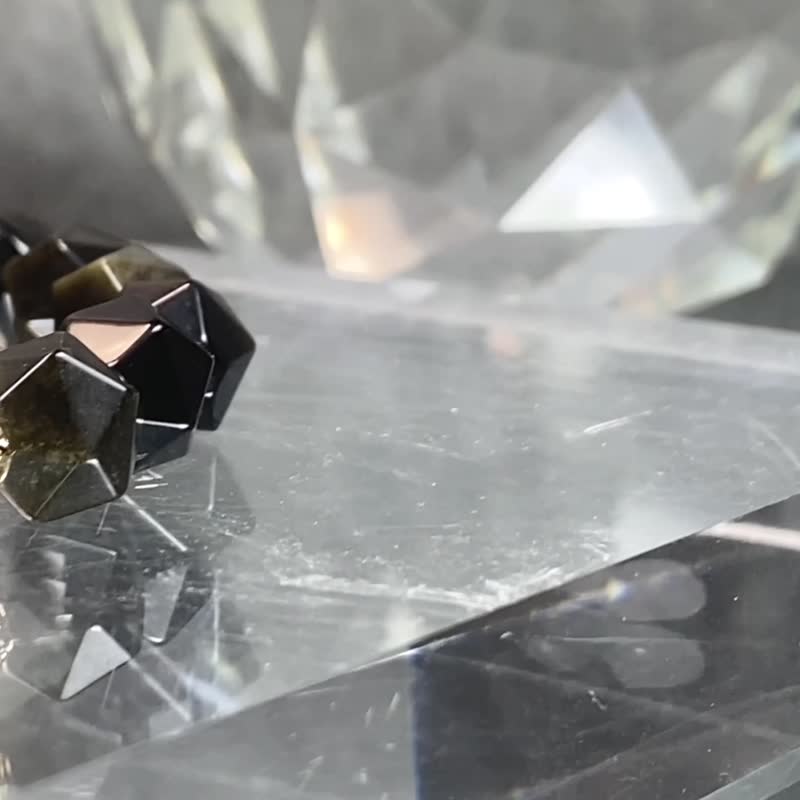 金钱豹 | 金黄虎眼石 金曜石 | 链金术 | 男士水晶手链 - 手链/手环 - 水晶 黄色