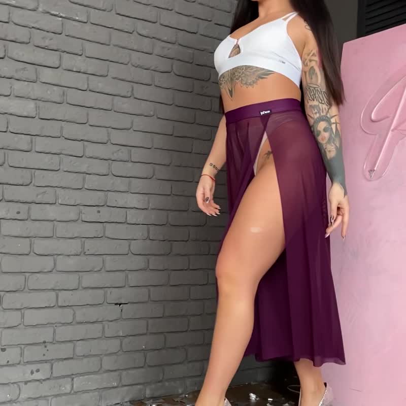 适合空中瑜珈、舞棍、电臀舞的透肤网纱裤 - 其他 - 其他材质 紫色