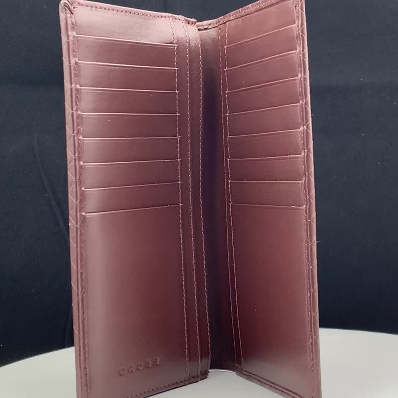 CROSS 限量1折 顶级小牛皮编织纹长夹 全新专柜展示品 - 皮夹/钱包 - 真皮 咖啡色