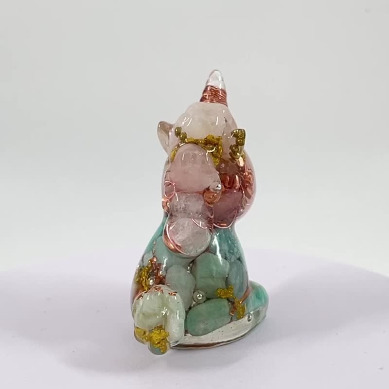 开运小物 Orgonite 奥刚能量独角兽-粉晶、天河石款(小) - 摆饰 - 半宝石 粉红色