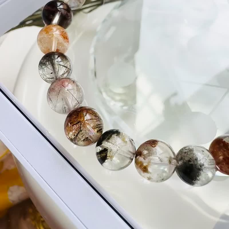 精品四季幽灵半盆黑发共生7.5mm15.31g花幽灵提升运势避小人 - 手链/手环 - 水晶 多色