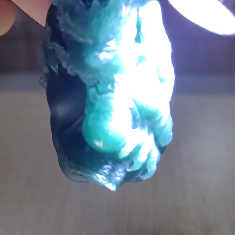 【纯翠】天然翡翠 蓝水玩家级霸气龙项链 附大师收藏证书 双证 - 项链 - 玉石 蓝色