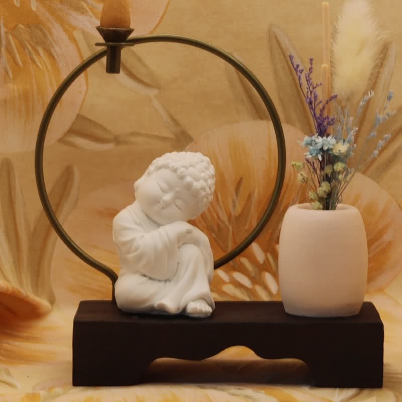 倒流香禅风小佛套组- 大觉 台湾原创 在地生产 附台湾制倒流香3颗 - 香薰/精油/线香 - 其他材质 白色