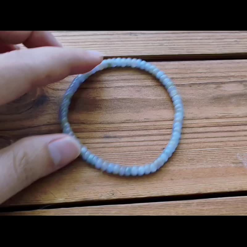 【亲翠】天然翡翠【L】冰紫飘花多彩极美4.4算盘珠手串手围14到15 - 手链/手环 - 玉石 多色