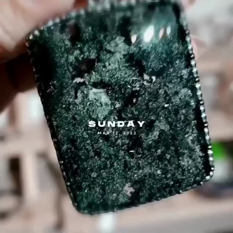 黑幽灵方牌吊坠 - 项链 - 水晶 