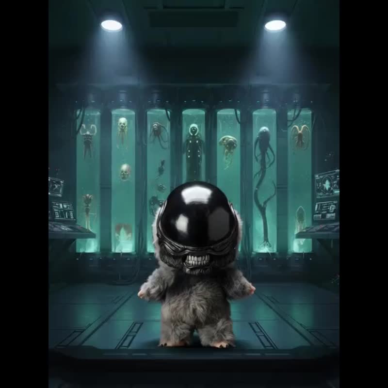 Labubu 异形头罩配件, Labubu Alien Xenomorph Head Mask - 玩偶/公仔 - 树脂 黑色