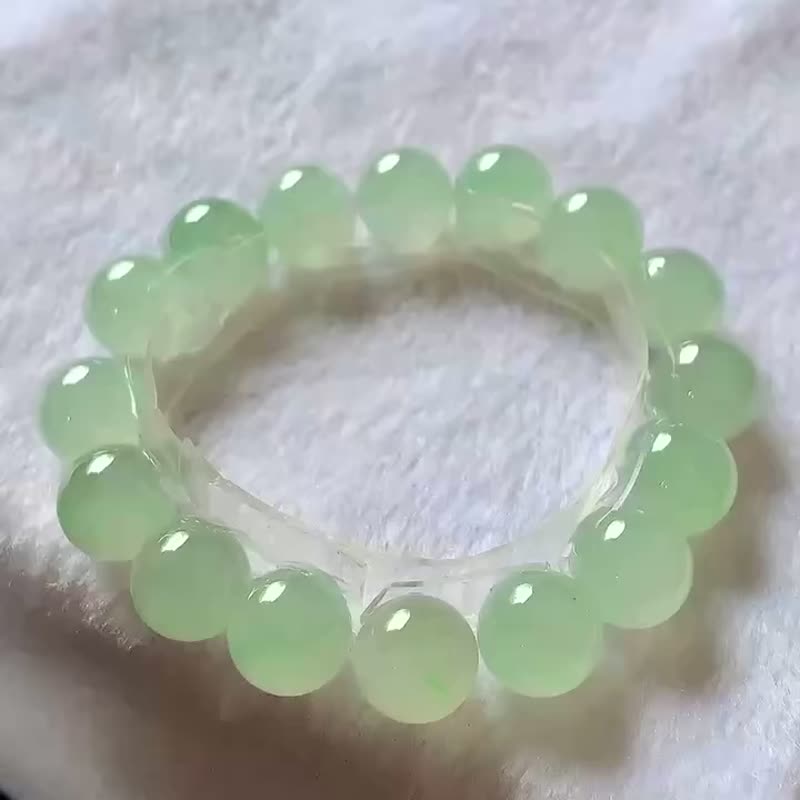 冰种翡翠天然翡翠 A玉 玉珠 玉链手链 • 冰种晴水翡翠手串 - 手链/手环 - 玉石 绿色