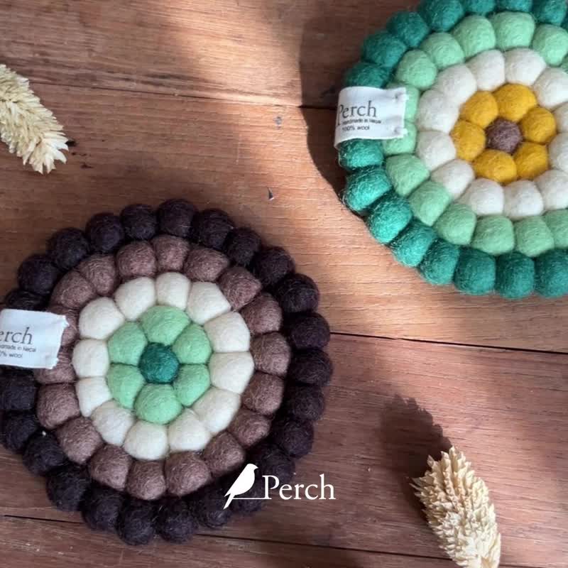 100% Wool 羊毛毡手工隔热垫 杯垫 颂钵垫 _公平贸易 - 杯垫 - 羊毛 卡其色