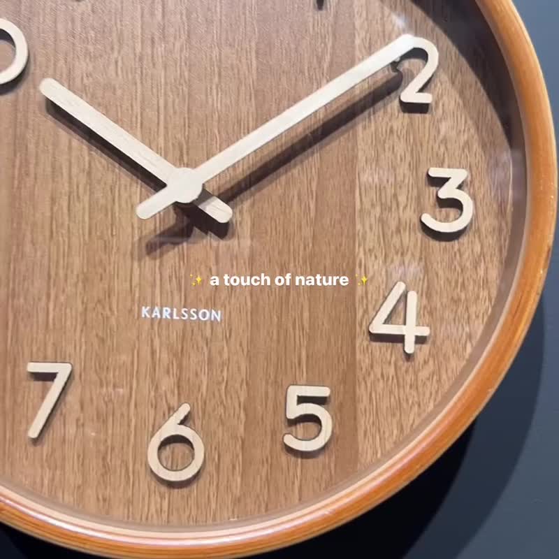 荷兰Karlsson,22cm 木制深木色数字挂钟Wall clock Pure basswood - 时钟/闹钟 - 木头 咖啡色