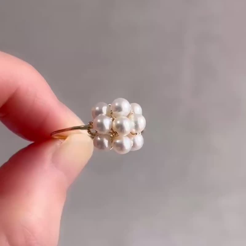 白色花束 - 高品质淡水珍珠线戒 - 戒指 - 珍珠 白色