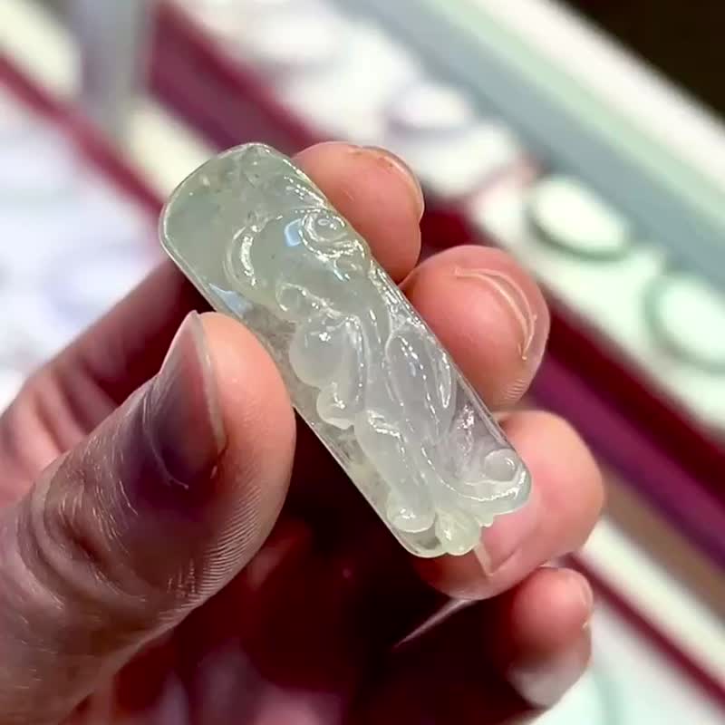 缅甸翡翠A玉 吊坠 手绳 手链 • 冰玻种貔貅翡翠手牌 - 其他 - 玉石 绿色